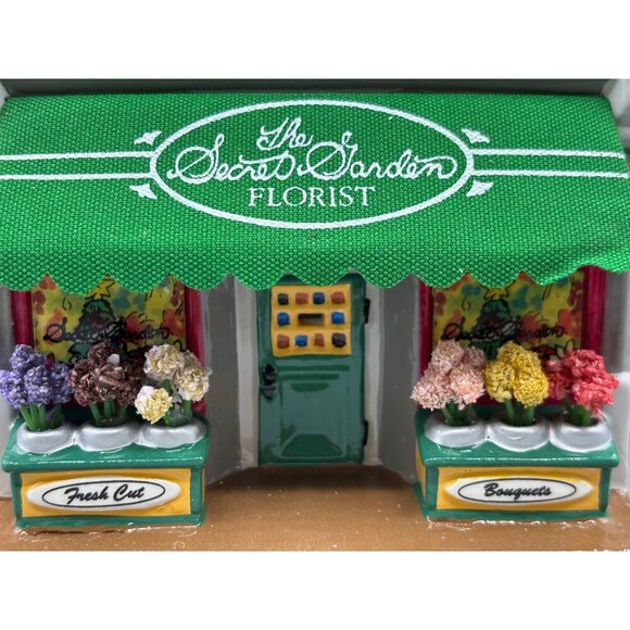 Vtg Dept 56 Ceramic Lighted Secret Gardner Florist Christmas Village - Picture 6 of 12